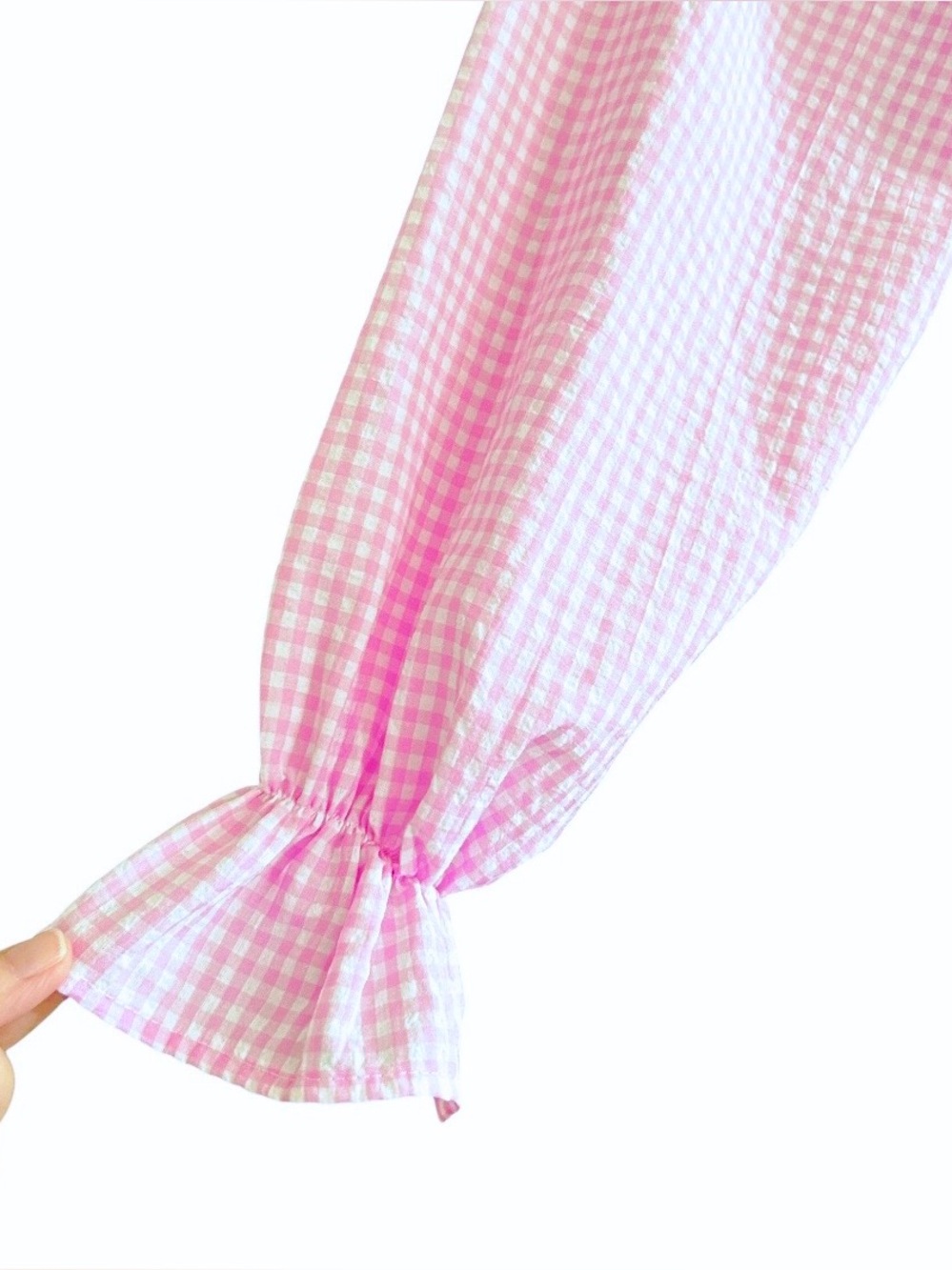 💐Blu Pepper Light Pink Gingham Smocked Mini Dress, Jr.L - Picture 4 of 5